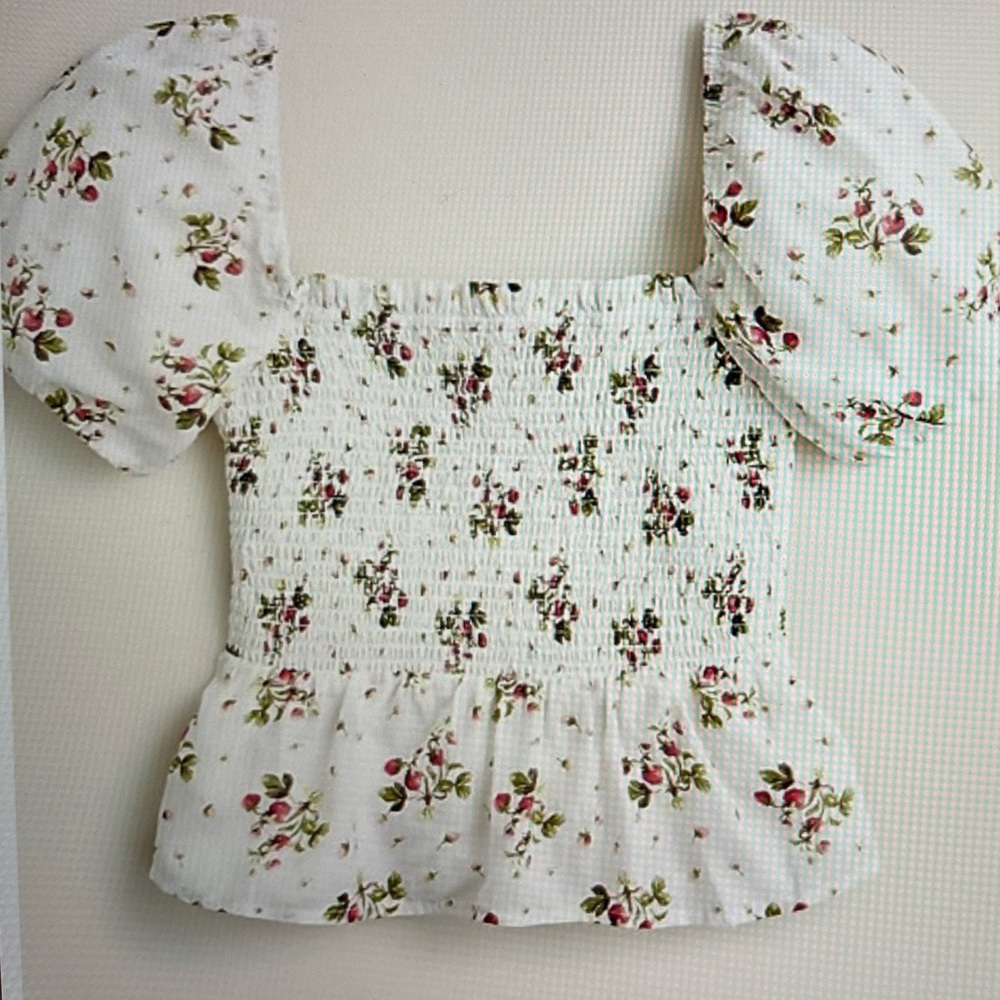 J.Crew Puff-sleeve smocked top size XL